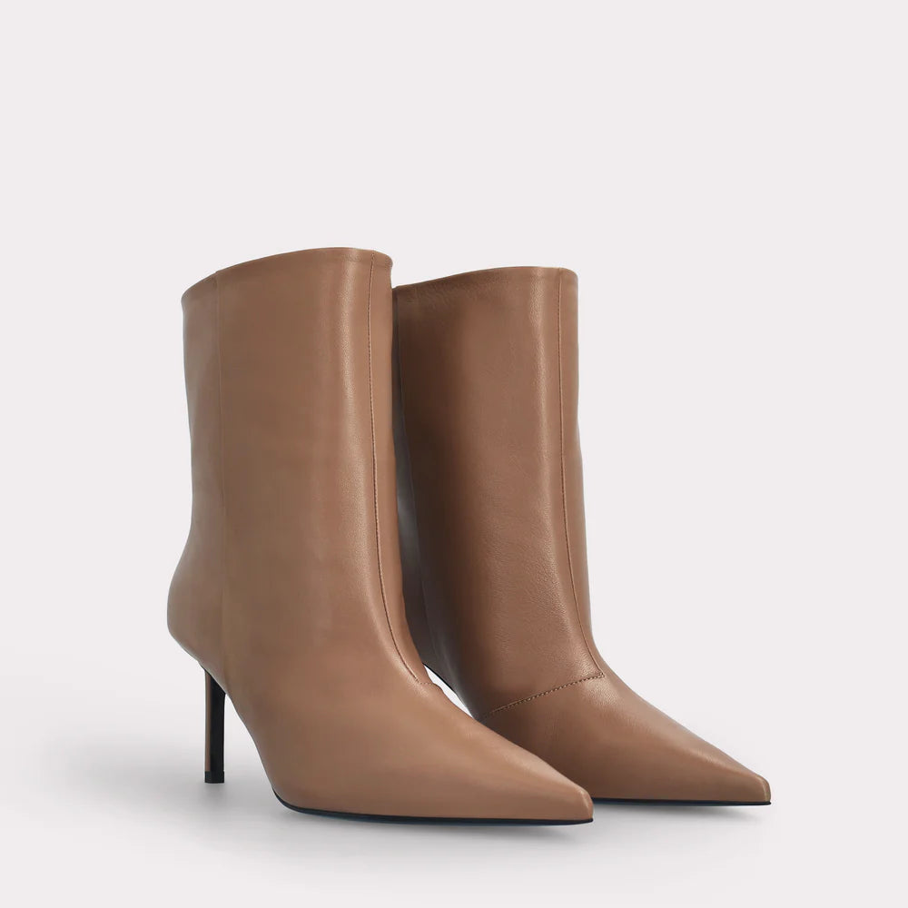 INGILIZ MIA 03 BROWN SMOOTH LEATHER ANKLE BOOTS - Size 35