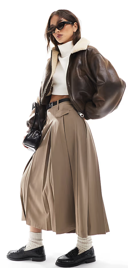 ASOS DESIGN cropped flight jacket in brown - size Medium