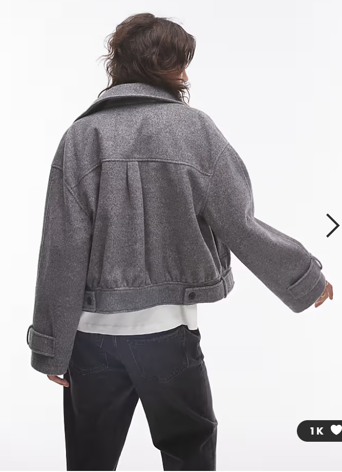 Topshop bomber jacket with tab detail in gray