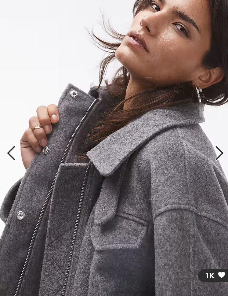 Topshop bomber jacket with tab detail in gray