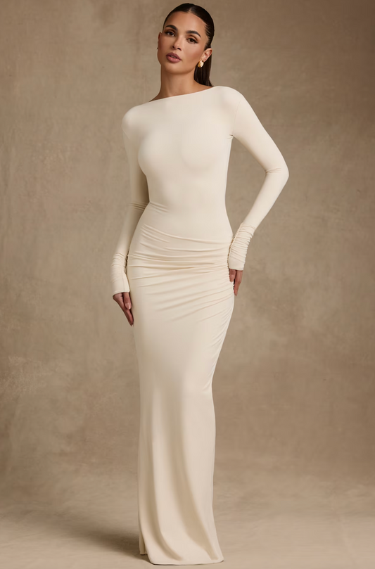 Oh Polly: Modal Ruched Backless Maxi Dress
